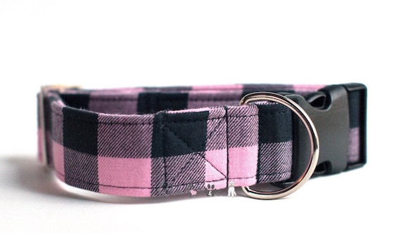 pink tartan dog collar