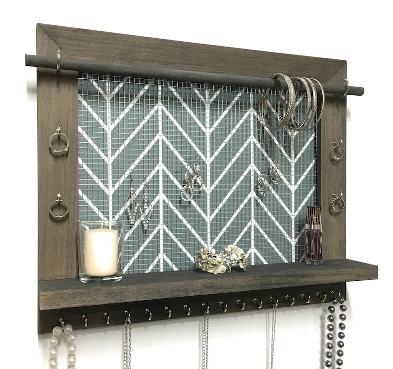 Jewelry Holder Barnwood Wall Hanging Display Organizer With Etsy
