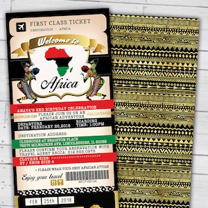 PASSPORT and TICKET Birthday invitation, Bridal Shower invitation, Africa Passport, African Birthday, African Birthday, Digital files only