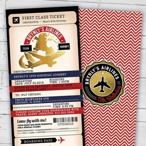 PASSPORT and TICKET birthday invitation, travel birthday party invitation, retirement party, going away party, travel, Digital files only