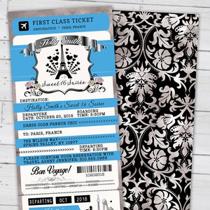PASSPORT und TICKET, Sweet 16, Brautparty-Einladung Mädchen-Geburtstags-Party, Reise-Geburtstags-Party-Einladung - Paris, nur digitale Dateien