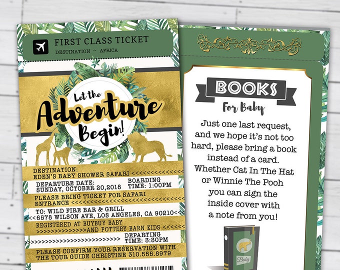 Passport invitation, Jungle Invitation, Jungle invite, Safari invitation, Safari Invite, Baby shower, Wild One, Elephant, Lion,