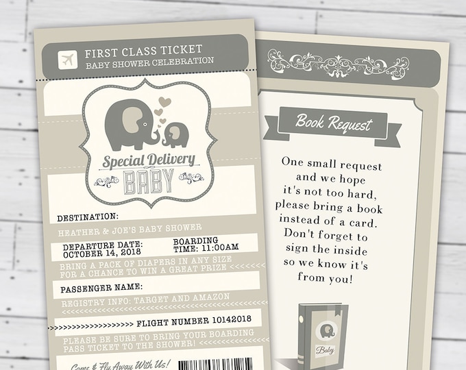 PASSPORT and TICKET baby shower invitation, Coed baby shower invitation- precious cargo baby shower couples baby shower, Digital files only