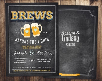 Coed bridal shower invitation- Beer bridal shower invitation- couples bridal shower - bridal shower- Beer and BBQ, love is brewing