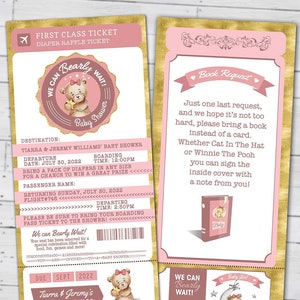 Teddy Bear Baby Shower Uitnodiging, we kunnen Bearly wachten, Bearly Wait Baby Shower Uitnodiging, paspoort uitnodiging