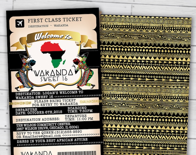 PASSPORT and TICKET Birthday invitation, Wakanda, Africa Passport, African Birthday, African Birthday, Digital files only