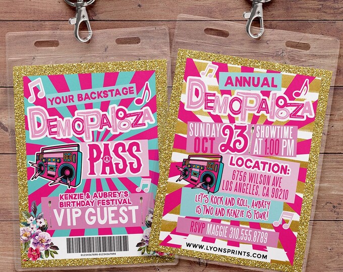 Rockstar invite, VIP pass, backstage pass, Vip invitation, birthday, pop star, rock star birthday, music festival, Vip pass invite, Boho