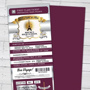Paris,Prom,PASSPORT et TICKET invitation, Fête d'anniversaire, douche nuptiale, anniversaire de voyage, invitation, bal, passeport, Fichiers numériques