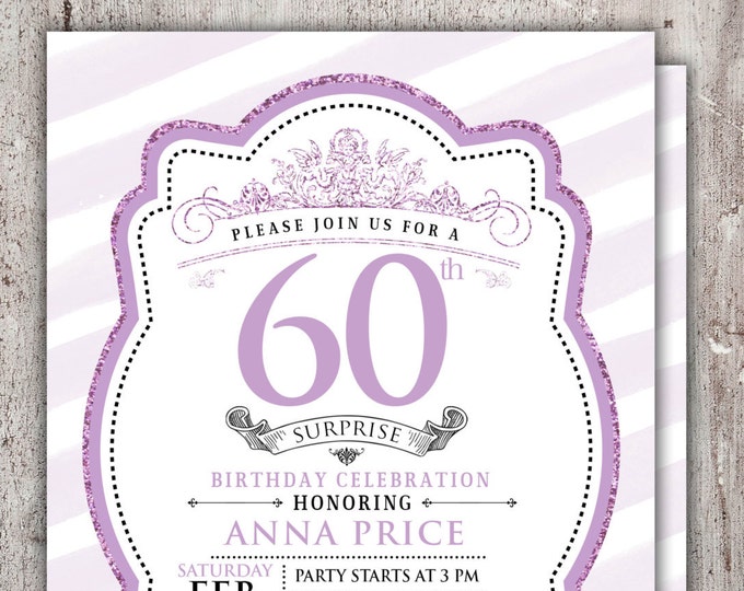 ANY AGE 21st, 30th, 40th, 50th, 60th, 70th, 80th, 90th Surprise Birthday Party Invitation,birthday, invite, glitter, foil, surprise party