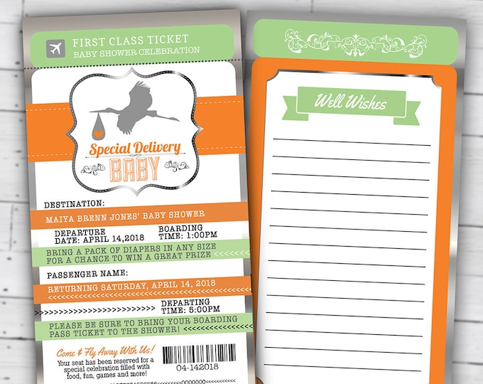 PASSPORT and TICKET baby shower invitation! Coed baby shower invitation- travel baby shower invitation- couples baby shower, Digital files