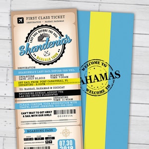 Passport und Ticket Geburtstagseinladung, Reise-Geburtstags-Party-Einladung, Kreuzfahrt-Einladung, Bahamas, nur digitale Dateien