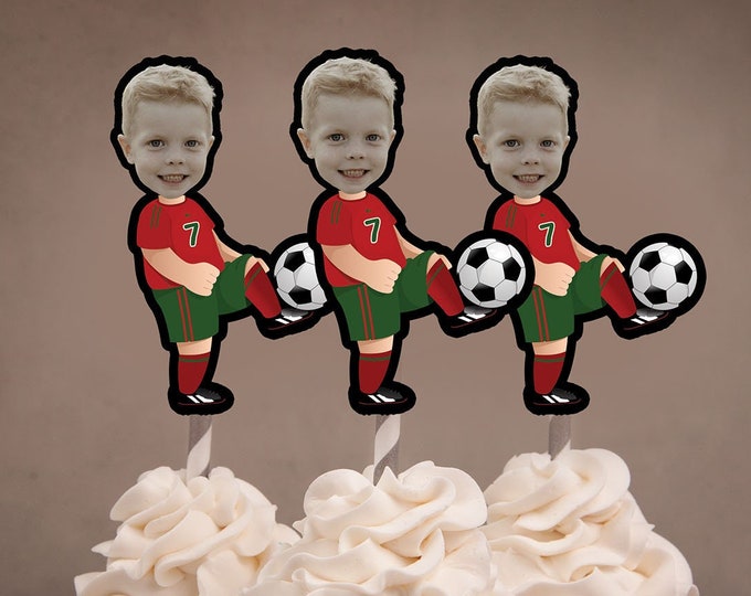 Soccer Photo Cupcake Toppers, Fútbol party, Soccer Party, Soccer theme, Soccer birthday, Soccer, Football party, Soccer decor