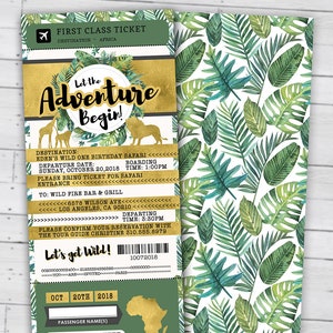 Convite para passaporte, convite para selva, convite para selva, convite para safari, convite para safari, aquarelas, selvagem, elefante, leão,