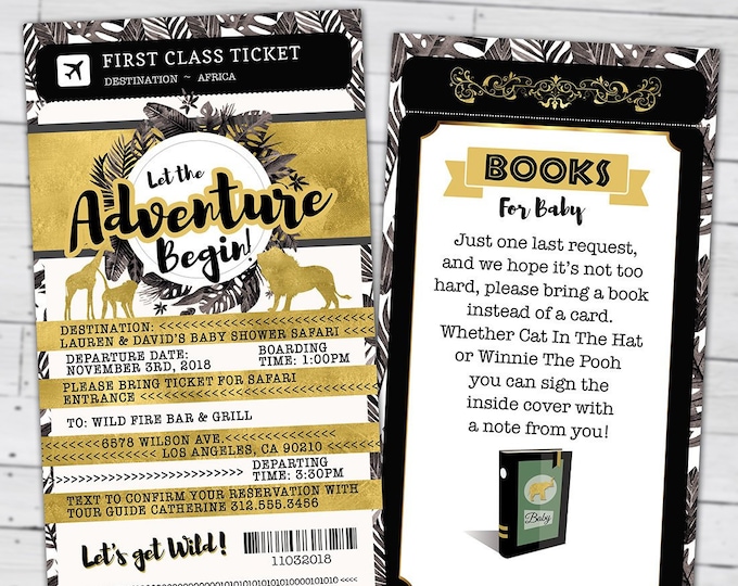 Passport invitation, Jungle Invitation, Jungle invite, Safari invitation, Safari Invite, Baby shower, Wild One, Elephant, Lion,