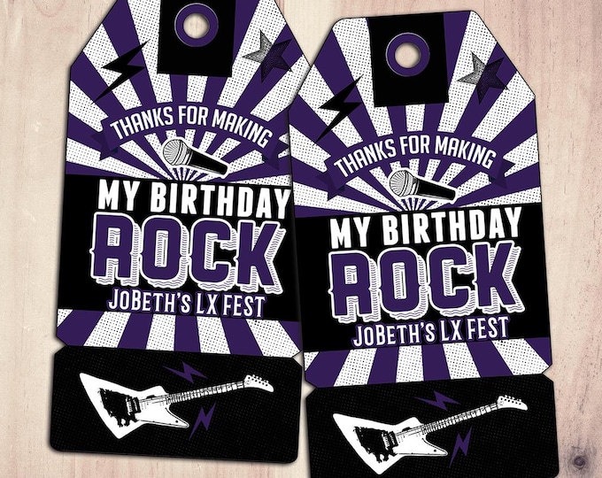 Party favor tag, Rockstar birthday, favor, boy birthday, personalized label, rockstar party, rockstar birthday, rockstar, printable