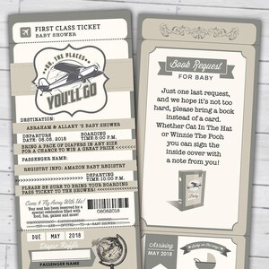 PASSPORT and TICKET baby shower invitation, vintage airplane, travel theme, Precious Cargo, time flies, airplane invite, Digital files only