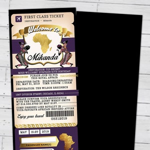 PASSPORT and TICKET Birthday invitation, Wakanda, Africa Passport, African Birthday, African Birthday, Panther, Digital files only