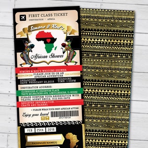 PASSPORT und TICKET Brautparty-Einladung, Geburtstag, afrikanisch, Afrika-Pass, afrikanischer Geburtstag, Hochzeit, afrikanische nur digitale Dateien