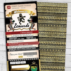 Passwort und Ticket Hochzeitseinladung, afrikanische Hochzeit, Coming to America, Bridal Shower Einladung, nur digitale Dateien
