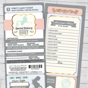PASS und TICKET Babypartyeinladung! Coed Baby-Dusche-Einladung - Reisen, nur digitale Dateien - Paare Baby-Dusche, Geschlecht offenbaren