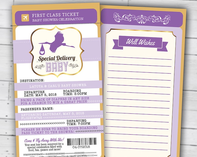 PASSPORT and TICKET baby shower invitation, Coed baby shower invitation- travel baby shower invitation- couples baby shower, Digital files