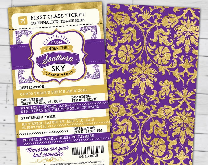 Southern, Tuscan,Prom,PASSPORT and TICKET invitation, Birthday party invitation- travel theme, wedding, homecoming, digital files