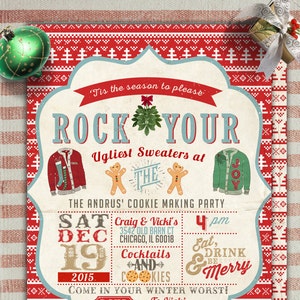 Cookie, Ugly sweater party, Christmas, Holiday party invitation, Christmas invitation, holidays, Christmas party, cookie exchange, invite,