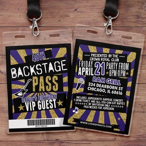 ROCK STAR, VIP pass birthday invitation, baby shower invitation, 40th, 30th, 21st, Rock Star Party, Rock Star baby shower
