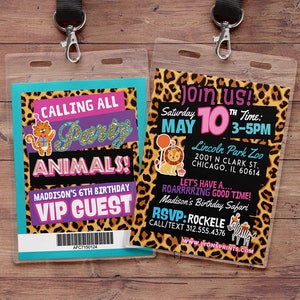 VIP pass, Wild Safari Invitation, Zoo Invitation, Birthday Invitation, PRINTABLE, Animal Party Invitation, party animal, African, Safari