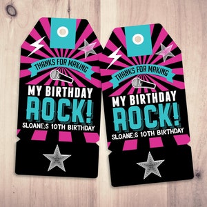 Party favor tag, Rockstar  birthday, favor, boy birthday, personalized label, rockstar party, rockstar birthday, rockstar, 80&#39;s, retro
