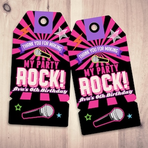 Party favor tag, Rockstar birthday, favor, boy birthday, personalized label, rock star party, rockstar birthday, rockstar, 80&#39;s, retro