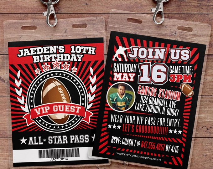 Football ticket Invitation, All Star Birthday, VIP pass, Birthday invitation, boy birthday, sports birthday, football baby shower