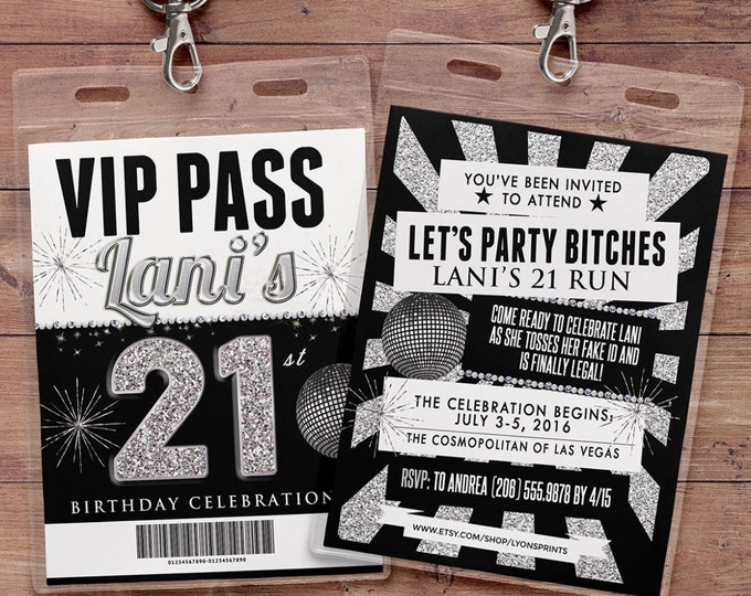 White party, VIP PASS, 21st birthday, backstage pass, concert ticket, birthday invitation, wedding shower, Digital files