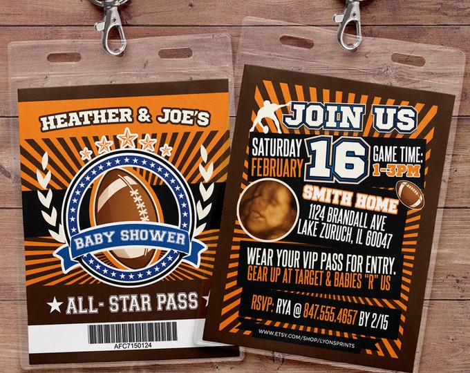 Football ticket Invitation, All Star Shower, VIP pass, BIRTHDAY invitation, boy birthday, sports birthday, football baby shower, vintage