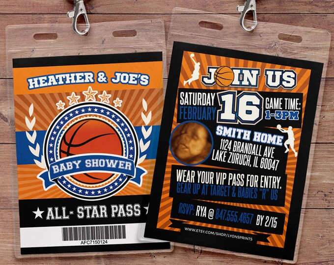 Vintage basketball Shower Invitation, All Star Baby Shower, Birthday invitation, basketball, sports shower, basketball