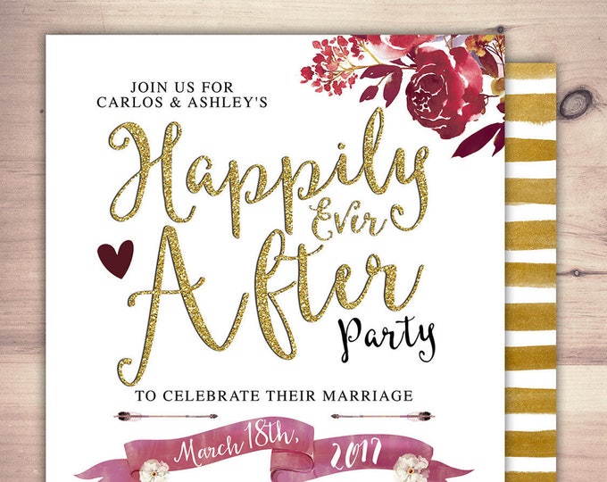 Happily ever after invitation, BOHO wedding shower Invitation, couples shower, arrows, Tribal, wedding, bridal shower invitation