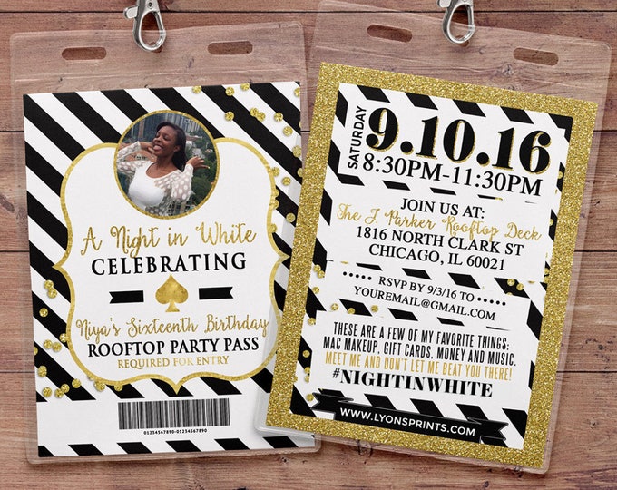 VIP PASS, invitation, Spade party, white party, 21st birthday, sweet 16, birthday invitation, wedding, baby shower, bridal shower