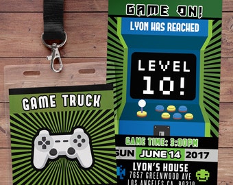 Video Game Invitation, Game Truck Party Invitations, Video Game Party Invitations, Boy Birthday Invitation, Game Truck Invitation, VIP