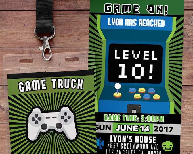 Video Game Invitation, Game Truck Party Invitations, Video Game Party Invitations, Boy Birthday Invitation, Game Truck Invitation, VIP