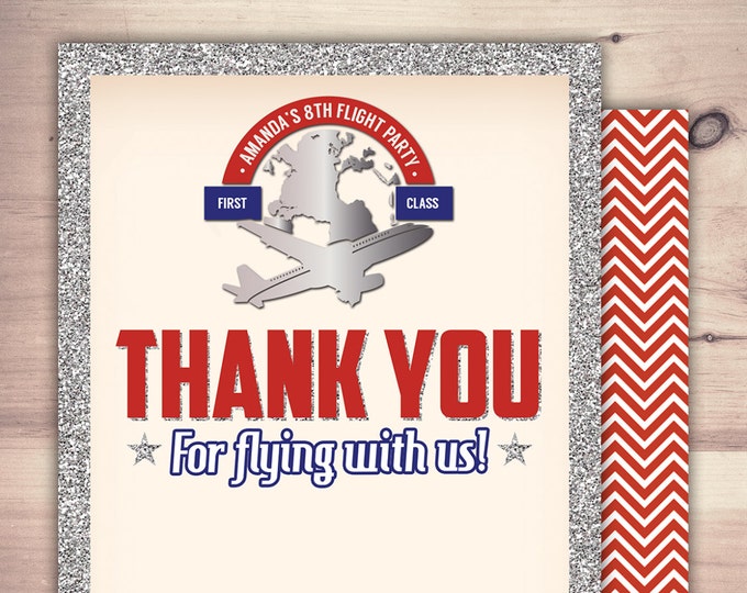 Flying, thank you card, flight pass, invitation, birthday, travel birthday party travel party, flying party, airplane, vintage