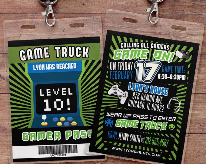 Video Game Invitation, Game Truck Party Invitations, Video Game Party Invitations, Birthday Invitation, Game Truck Invitation, printable