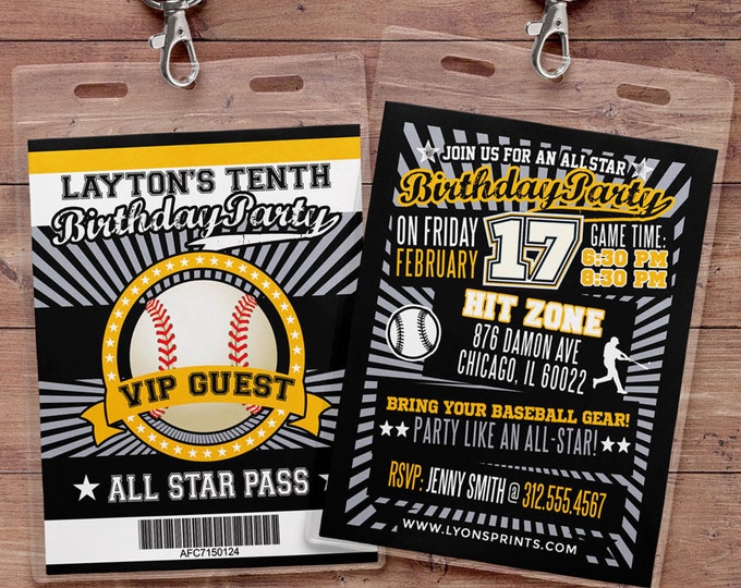 Baseball ticket Invitation, All-Star Birthday invite, VIP pass, Birthday invitation, Digital files, sports birthday, little slugger, sports