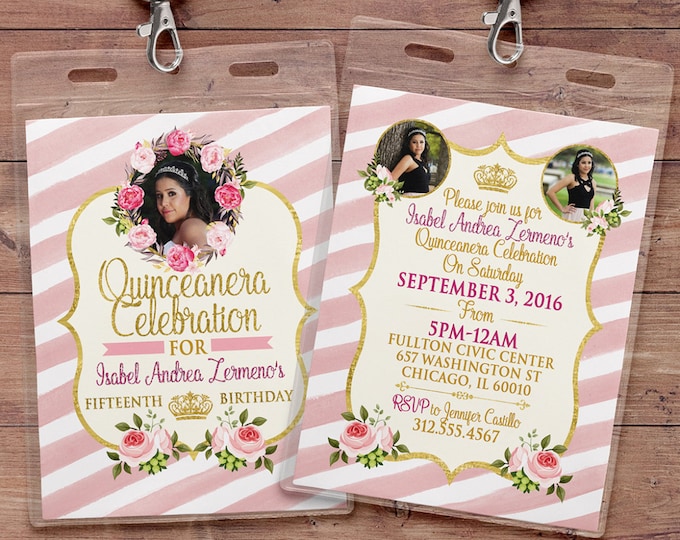 ANY AGE, Princess Invitations - Princess Birthday Party Invitations, first birthday, 1st birthday, VIP pass, Quinceañera, sweet 16, floral