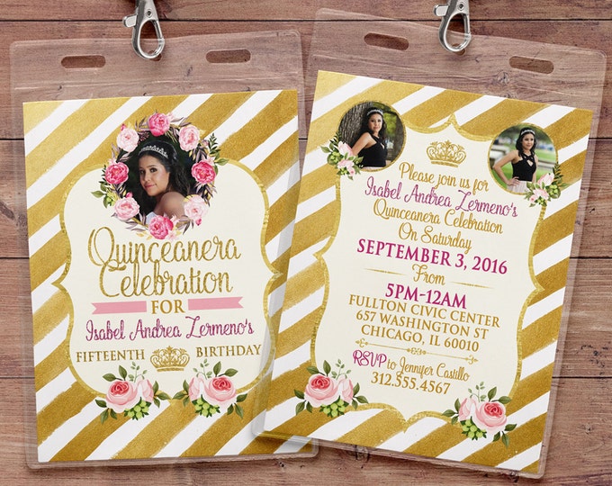 ANY AGE, Princess Invitations - Princess Birthday Party Invitations, first birthday, 1st birthday, VIP pass, Quinceanera, sweet 16, floral