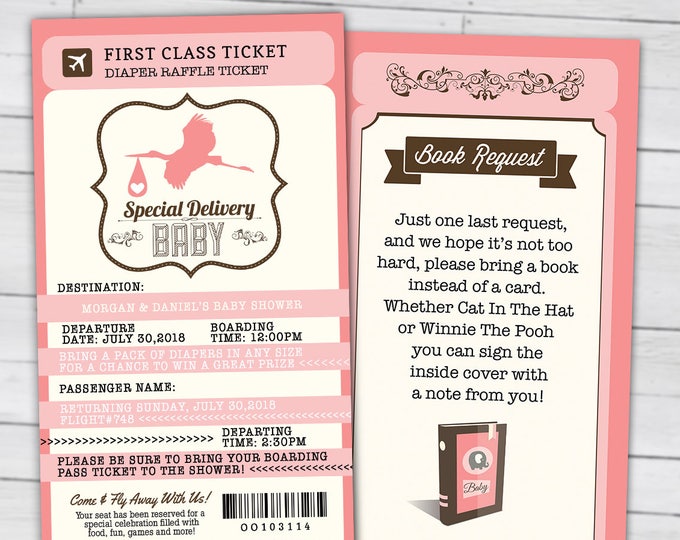 PASSPORT and TICKET baby shower invitation! Coed baby shower invitation- travel baby shower invitation- Digital files Only
