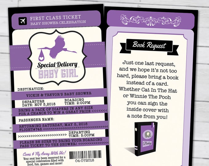 PASSPORT and TICKET baby shower invitation! Coed baby shower invitation- travel baby shower invitation- Digital files Only
