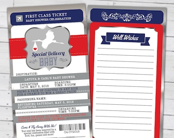 PASSPORT and TICKET baby shower invitation, Coed baby shower invitation- travel baby shower invitation, baby shower,Digital files only
