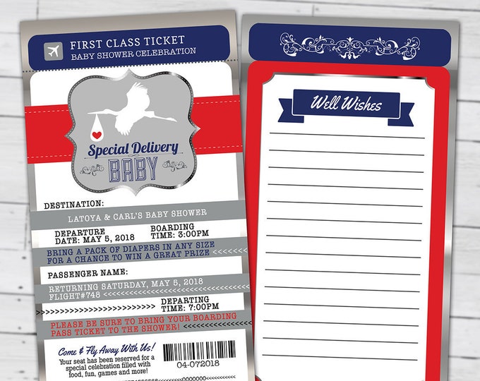 PASSPORT and TICKET baby shower invitation, Coed baby shower invitation- travel baby shower invitation, baby shower,Digital files only