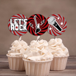 Cupcake toppers &quot;ROCKSTAR&quot; birthday party, party decorations, party supplies, rockstar, rockstar theme, Rockstar Baby shower, printable