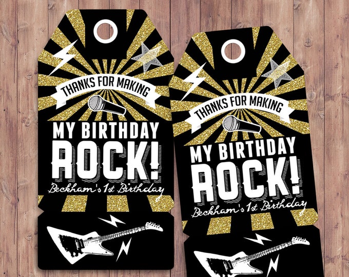 Party favor tag, Rock Star birthday, favor, boy birthday, personalized label, rock star party, rock star birthday, rock star, 80's, retro